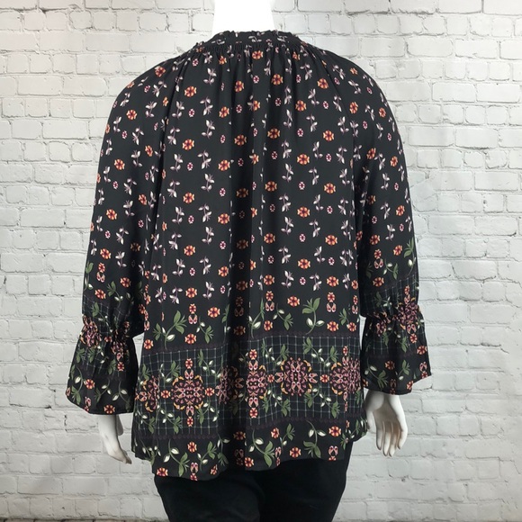 1X 2X 3X Style & Co Black Floral L/S Boho Top Plus - Picture 3 of 6